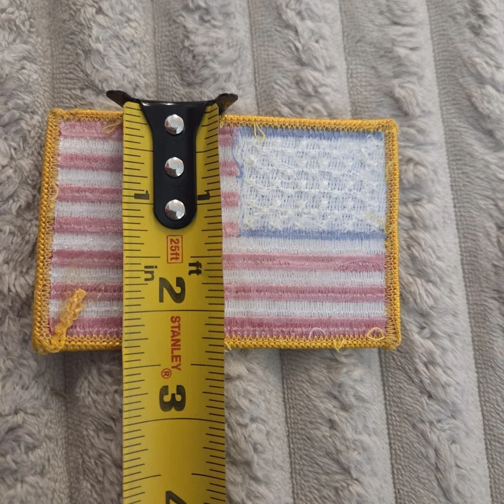 Lot of 2 US Flag Patch Embroidered American Flags Gold Border Iron On Sew On